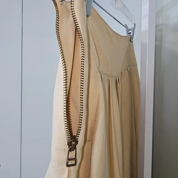 Made in Greece Beige pleated skirt size 6 linen - Picture 5 of 6